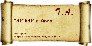 Tékár Anna névjegykártya